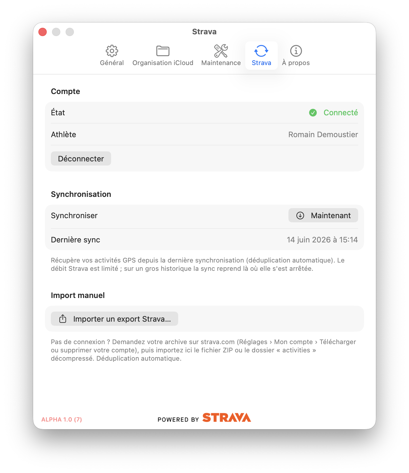 Section Synchronisation, bouton Maintenant